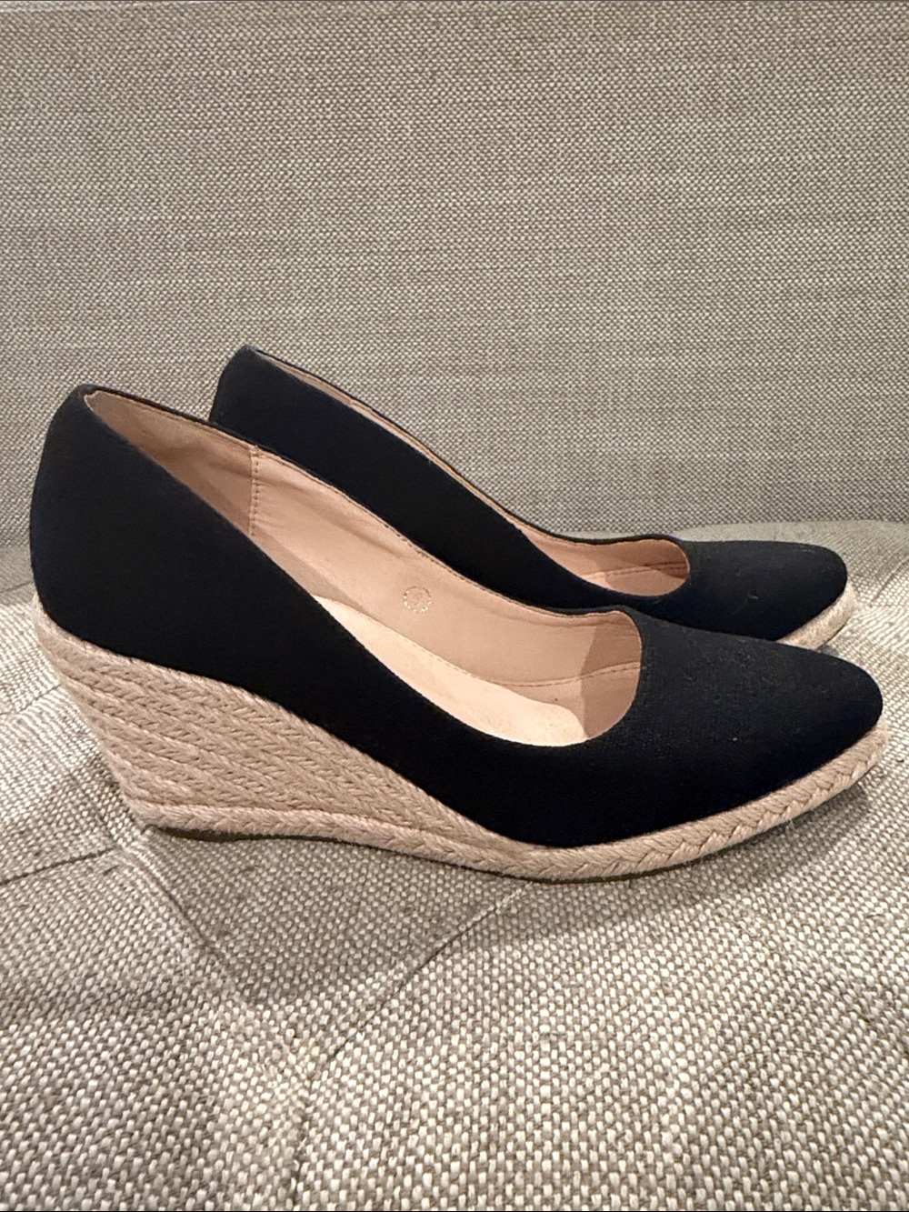 Black Espadrille Wedge Flats - Women's Casual Slip-Ons